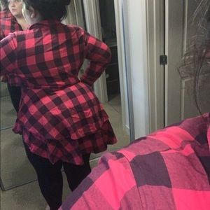 Lane Bryant buffalo plaid high-low top